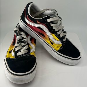 Boys Old Skool Flame Vans- Sz. 4